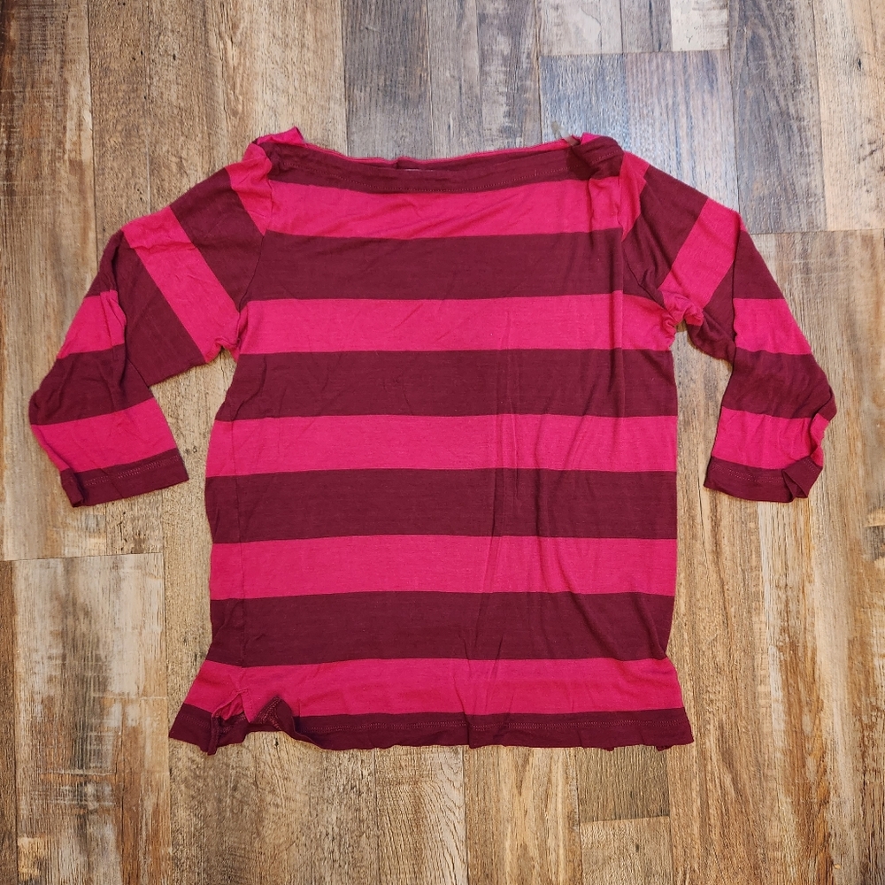 Liz Claiborne Striped 3/4 Sleeve Top